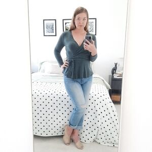Loft Green True Wrap Top S